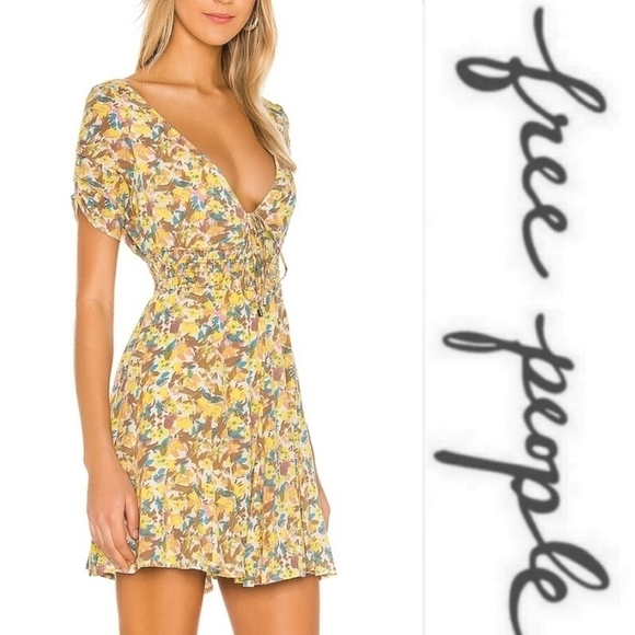 Free PEOPLE forget me not floral mini dress 0 xs - Picture 1 of 16